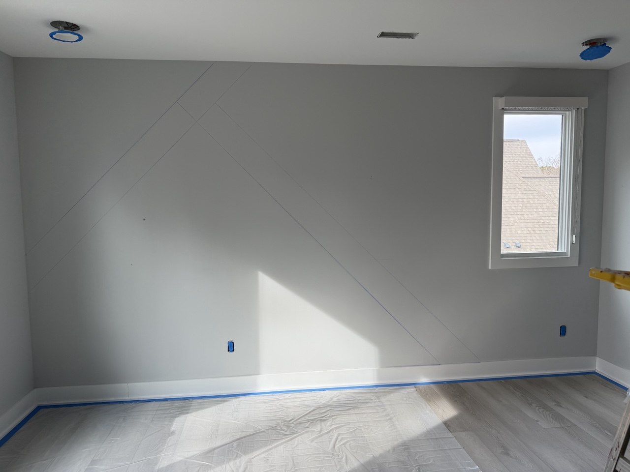 Accent wall layout before installation